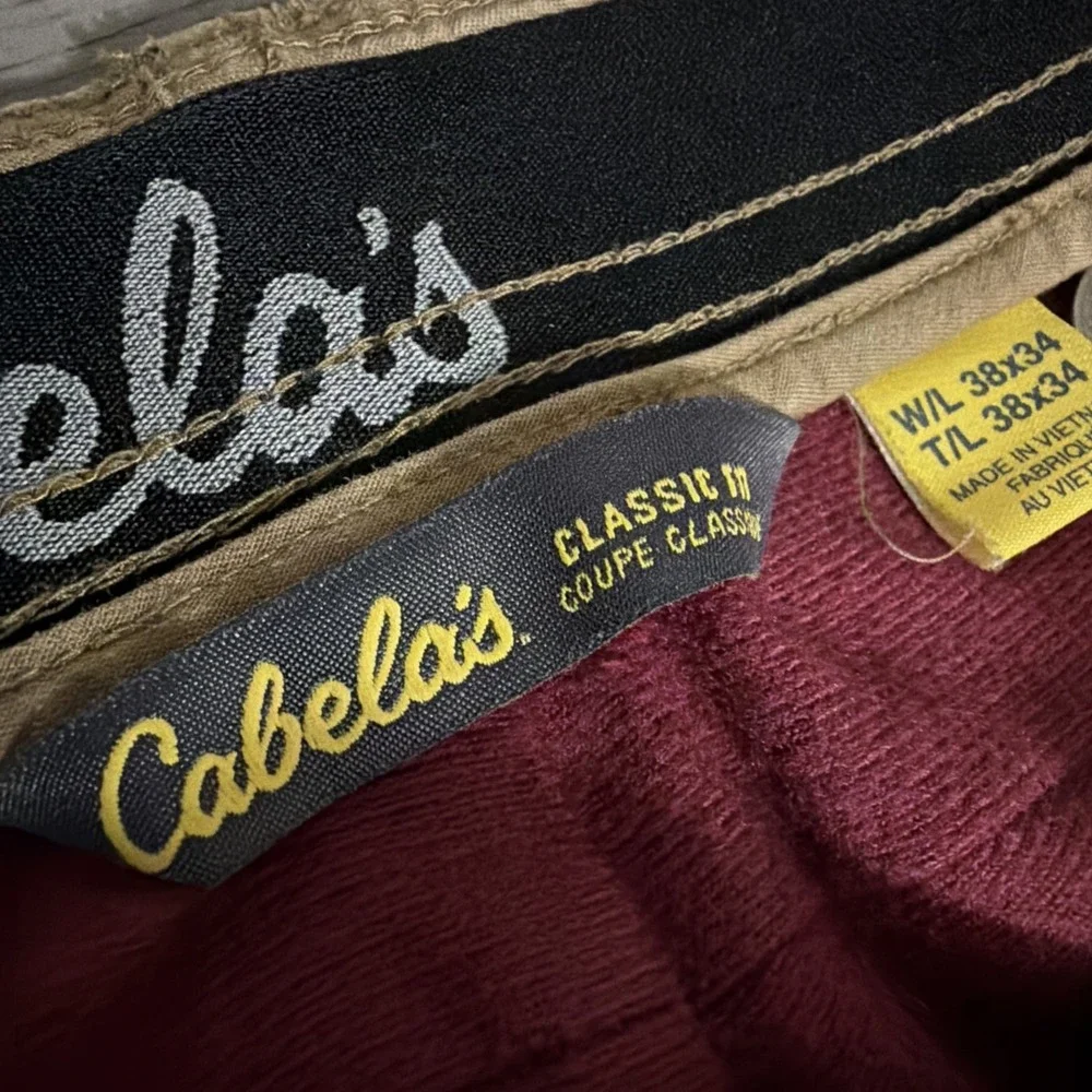 Cabela's Pants Mens 38x34 Tan Classic Fit Fleece Lined Stretch‎ Winter Outdoor